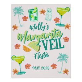 Póster Festa de solteira Margarita Veil Ilustrada