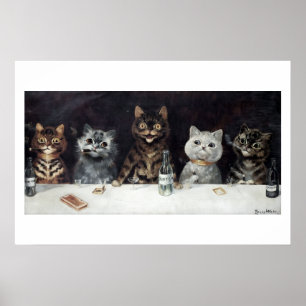 Poster Festa de Solteirão de Gato Vintage por Louis Wain