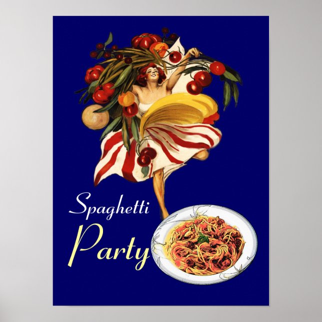 POSTER FESTA DE SPAGHETTI, COZINHA ITALIANA E TOMATES (Frente)