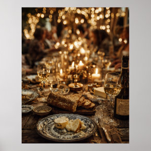 Poster Festa de Vinho e Pão à Luz de Velas