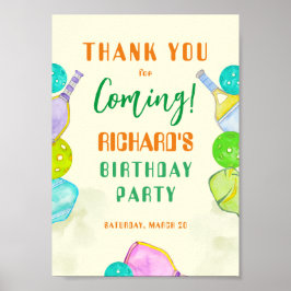 Poster Festa Desportiva Pickleball em Aquarela Pensava An