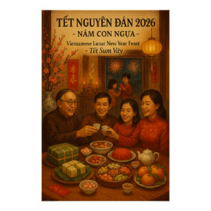 Póster Festa do Ano Novo Lunar Vietnamita 2026