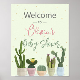 Poster Festa do Cacto Chá de Bebê Bem-vindo