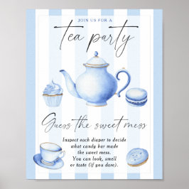 Poster Festa do chá azul - adivinhe a bagunça doce