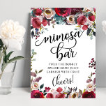 Poster Festa do Chá de panela Mimosa<br><div class="desc">Elegante,  mas moderno,  estilo boho,  casamento floral SINAL de BAR MIMOSA. Buquê de flores a aquarelas em cores vermelho,  vermelho,  marsala,  vinho,  merlot,  azul marinho e rosa esbranquiçado. Perfeito para o outono/casamento de outono. Fácil de editar - personalize com seu texto. Consulte a coleção.</div>