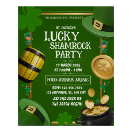 Póster Festa do Trevo da Sorte de St. Paddy Personalizáve