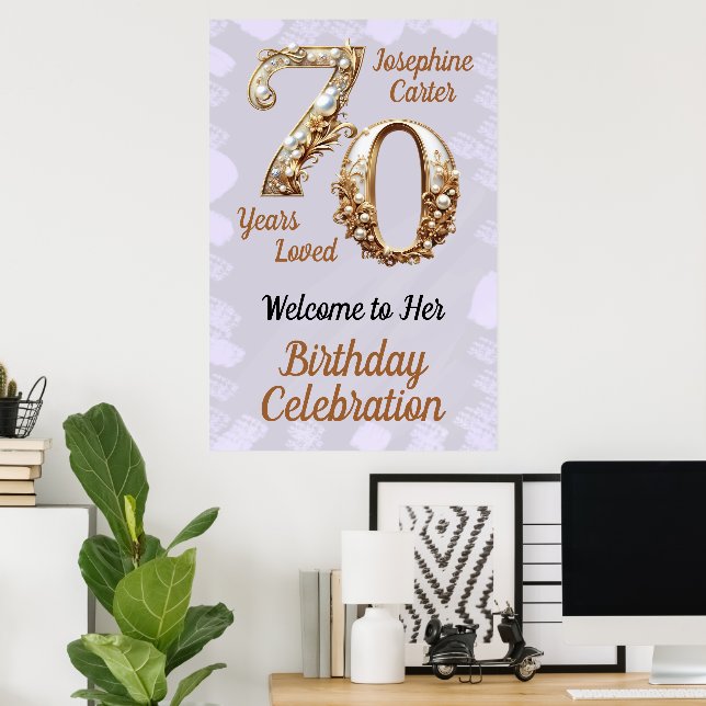 Poster Festa Elegante de 70 Anos (Escritório em casa)