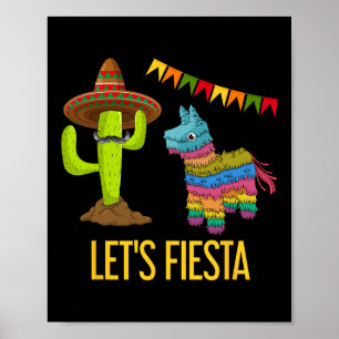 Poster Festa Engraçado Partido Mexicano Pinata Cactus Cin