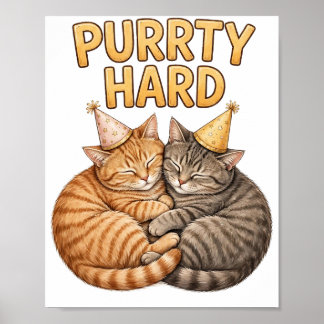 Poster Festa Felina — Gatos Engraçados de Aniversário com
