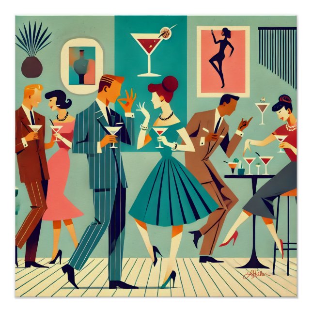 Póster Festa Modernista de Meados do Século A Dança do Ma (Frente)