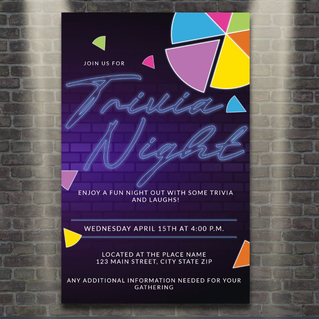 Poster Festa Noite de Neon Trivia (Criador carregado)