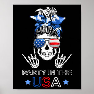 Poster Festa Nos Eua Mensageiro Bun Skeleton Rock N Roll