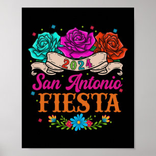 Poster Festa San Antonio Texas Rosas Divertida Festa Mexi