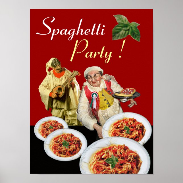 Póster FESTA SPAGHETTI,Cozinha Italiana,Chef,Pulcinella (Frente)