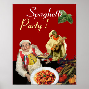 Poster FESTA SPAGHETTI,Cozinha Italiana,Chef,Pulcinella