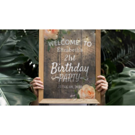 Poster Festas de aniversário Flores de Madeira Luzes de C