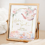 Poster Festas de chá com Chá de fraldas Floral rosa Os be<br><div class="desc">Chá de fraldas Floral Rosa,  Festa de Chá Bebês são Sinal Doce</div>