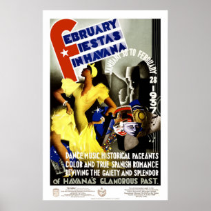 Poster Festas de fevereiro em viagens vintage de Havana