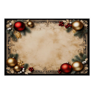 Póster Festas Douradas e Vermelhas