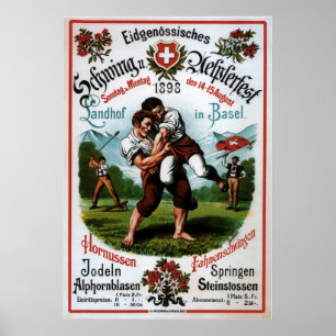 Póster Festival alpino ~R. Schweizer 1899 da luta suíça