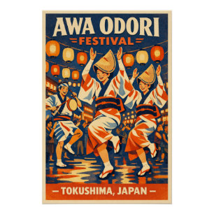 Póster Festival Awa Odori em Tokushima, Japão viagem