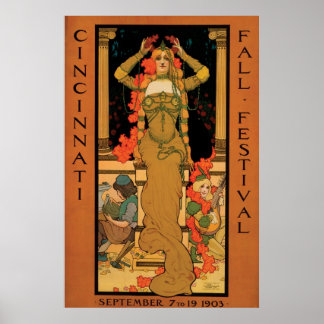 Póster Festival de arte Vintage art nouveau Cincinnati