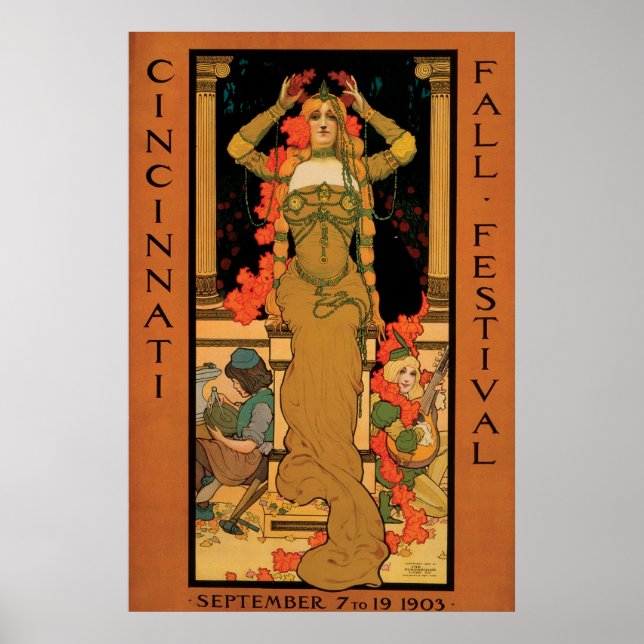 Póster Festival de arte Vintage art nouveau Cincinnati (Frente)