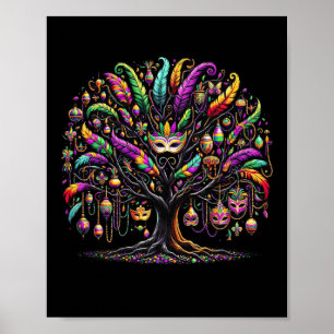 Poster Festival de Miçangas de Árvore Mardi Gras em Nova