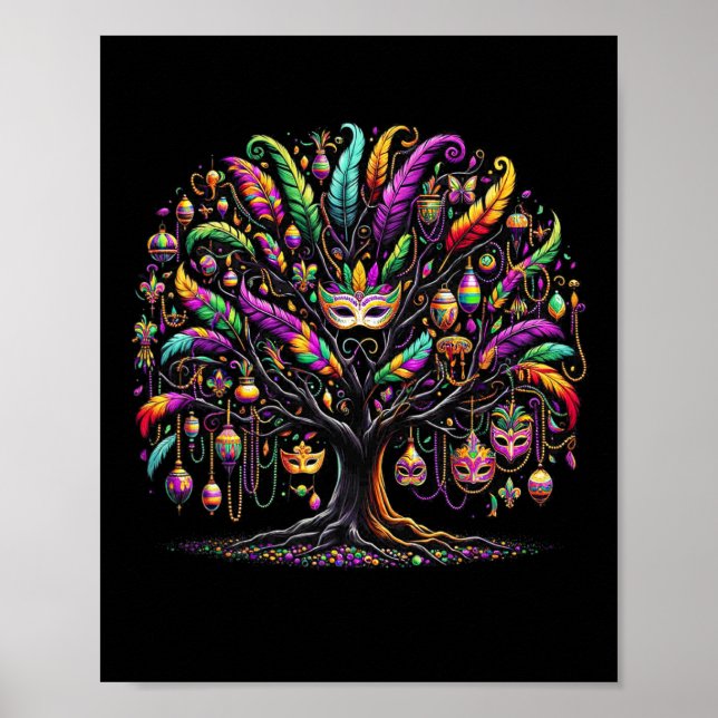 Poster Festival de Miçangas de Árvore Mardi Gras em Nova  (Frente)