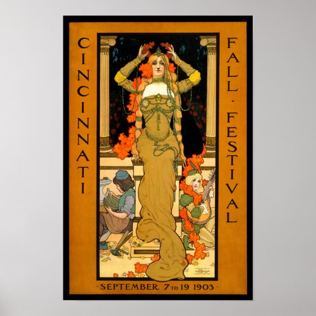 Poster Festival de outono, 1903. Publicidade Vintage (Frente)