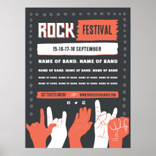 Poster Festival de Rock - Design Pos de Grunge Negro e Ve