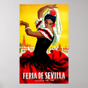 Poster Festival de Sevilha, dançarina espanhola, mulher, 