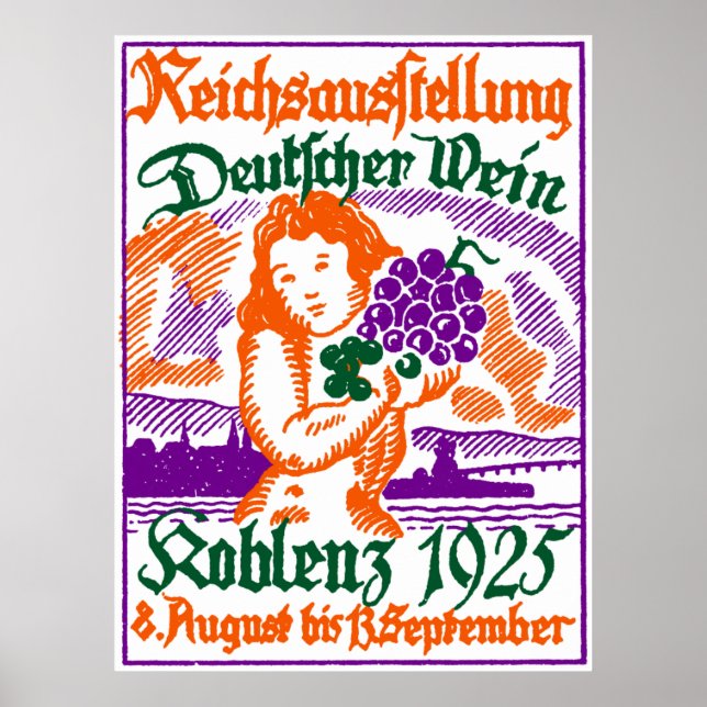 Poster Festival de vinho alemão de 1925 (Frente)