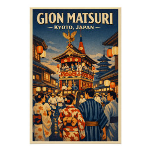Póster festival Gion Matsuri em Kyoto, Japão viagem