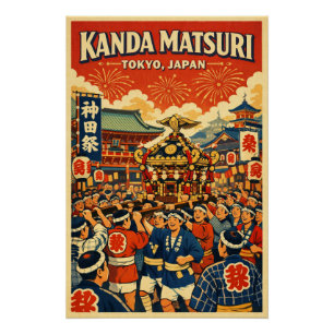 Póster Festival Kanda Matsuri em Tóquio, Japão Viagem