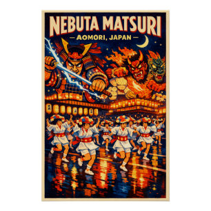 Póster Festival Nebuta Matsuri em Aomori, Japão