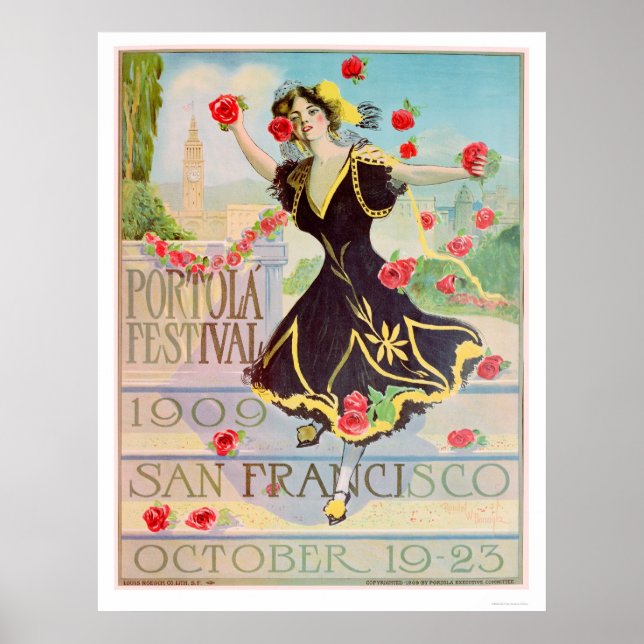 Póster Festival Portola em São Francisco 1909 (Frente)
