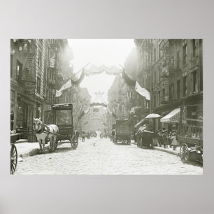 Póster Festival religioso da rua de Mott, 1908