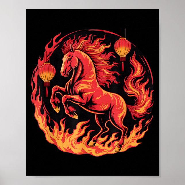 Poster Festive Chinese New Year 2026 Horse Lantern Cultur (Frente)