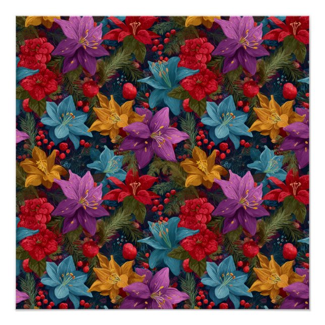Póster Festive Christmas Botanical Pattern (Frente)