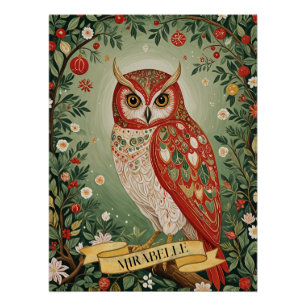 Póster Festivo Foliage Owl Personalizado