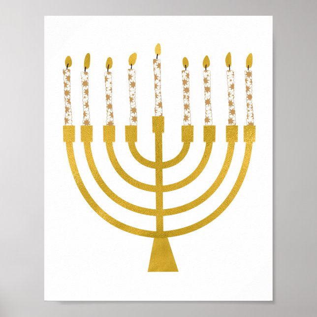 Poster Festivo Menorah Hanukkah Celestial Desenho (Frente)