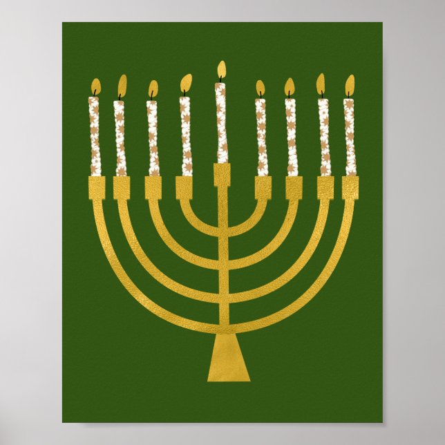 Poster Festivo Menorah Hanukkah Celestial Desenho (Frente)