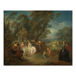 Póster Fête Champêtre, C. 1730 (óleo em canvas)