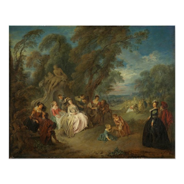 Póster Fête Champêtre c. 1730 (óleo na canvas) (Frente)