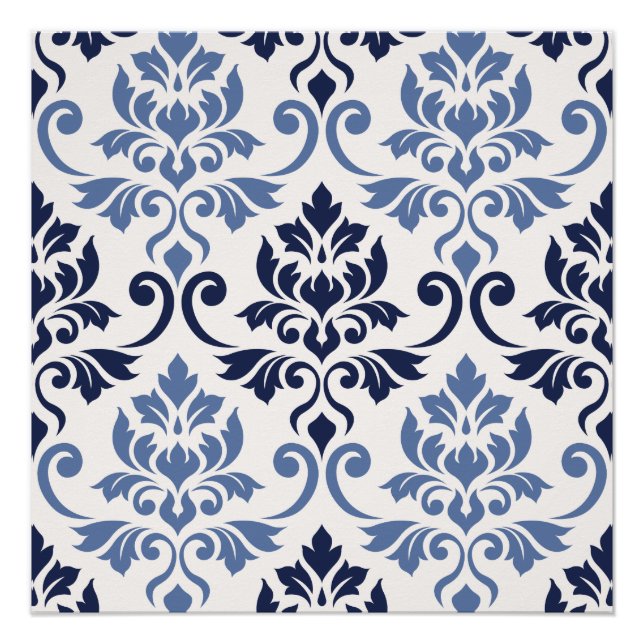 Póster Feuille Damask Big Pattern Blues on Cream (Frente)