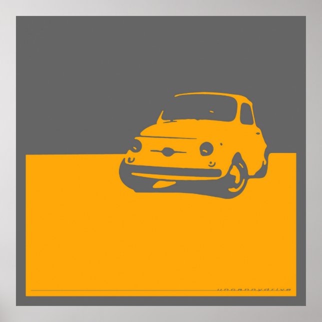 Póster Fiat 500, 1959 - Amarelo na cinza (Frente)