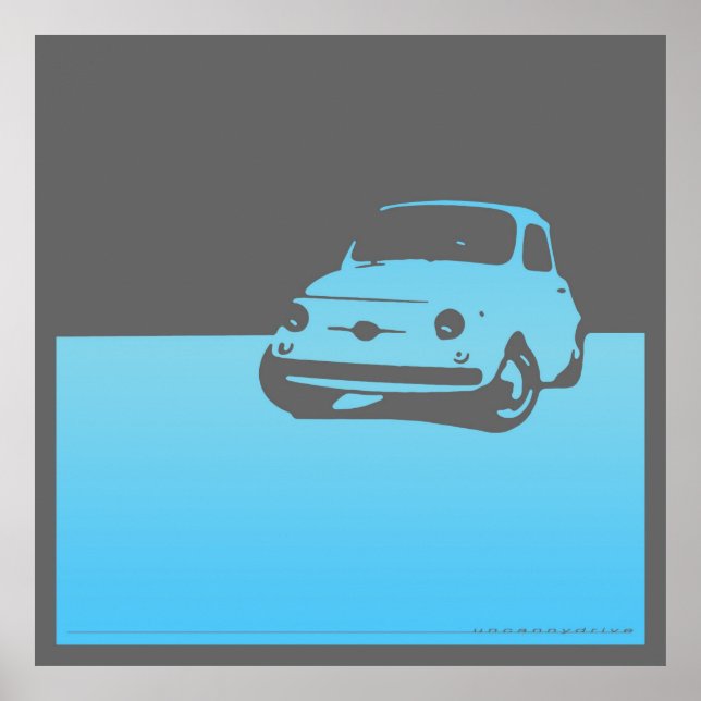 Póster Fiat 500, 1959 - Azul claro na cinza (Frente)