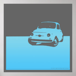 Póster Fiat 500, 1959 - luz - azuis em cinzas