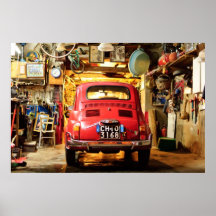 Fiat 500 Poster, retro cinquecento, Itália